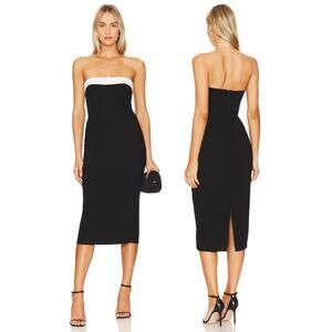 Amanda Uprichard Kerry Midi Dress Strapless Quiet Luxury Formal Old Money Sz S